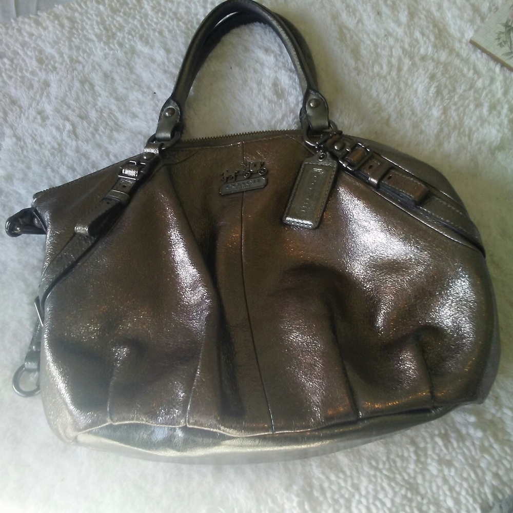 COACH SILVER METALLIC BAG